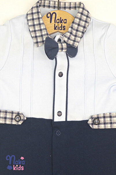 Naka Concept Baby Boy Blue-Navy Blue Bow Tie Jumpsuit