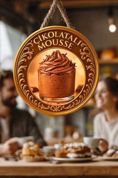 Nod Ornament de perete din lemn cu șnur tematic cu mousse de ciocolată, patis...