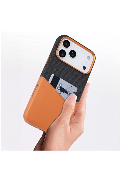 Zebana Apple iPhone 17 Pro Max Compatible Case Zeyra M-Safe Leather Case with Card Holder Brown