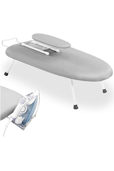 ET-LIFE لوح كيّ محمول مع مسند كيّ، وغطاء قابل للطيّ، وطاولة كيّ علويّة