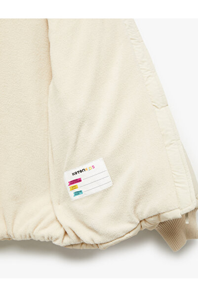 Koton Long Sleeve Fleece Lined Zipper Quilted Hooded Coat