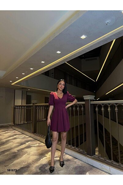 Modafeminen Țesătură elastică din crep, cu decolteu în V, mâneci prințesă eva...