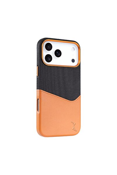 Zebana Apple iPhone 17 Pro Max Compatible Case Zeyra M-Safe Leather Case with Card Holder Brown
