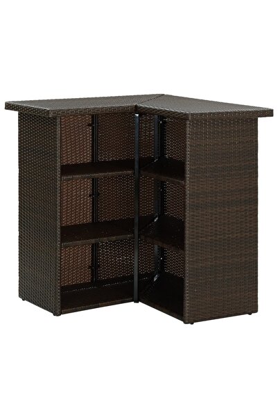 vidaxl Corner Bar Table Brown 100x50x105 cm Poly Rattan