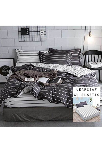 Patul Bed Linen, Satin Cotton, Sulphur, 2 Persons, Double Bed, 4 Pieces, Fitt...