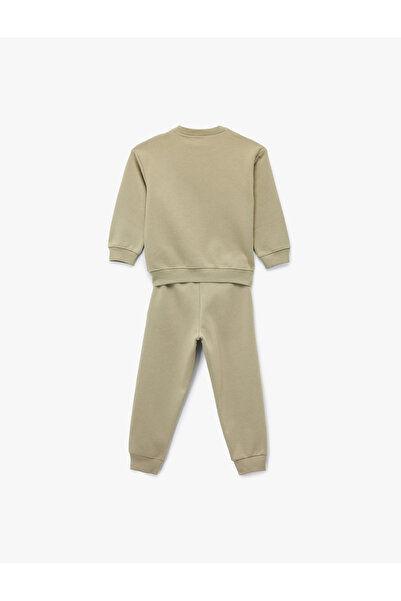 Koton Fleece-Lined Long Sleeve Crew Neck Printed Tracksuit Set