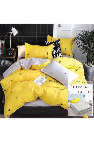 Patul Lenjerie de Pat, Bumbac Satinat, Pucioasa, 2 Persoane, Pat Dublu, 4 Pie...