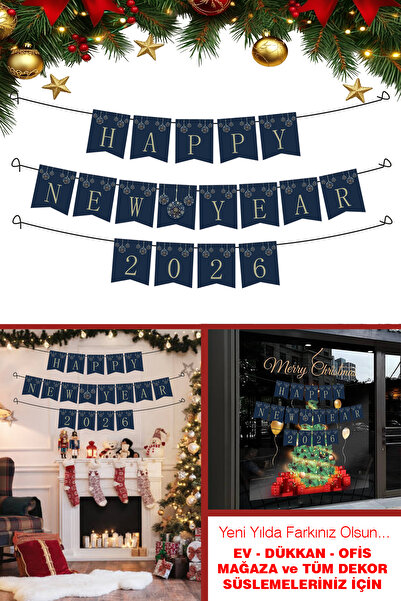 cici magnet www.cicimagnet.com مجموعة زينة راية السنة الجديدة باللون الأزرق ا...