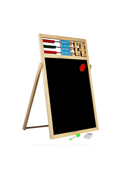 RCO Tabla educativa magnetica din lemn 5 in 1 cu alfabet, cifre, abac si ceas, 54x36 cm