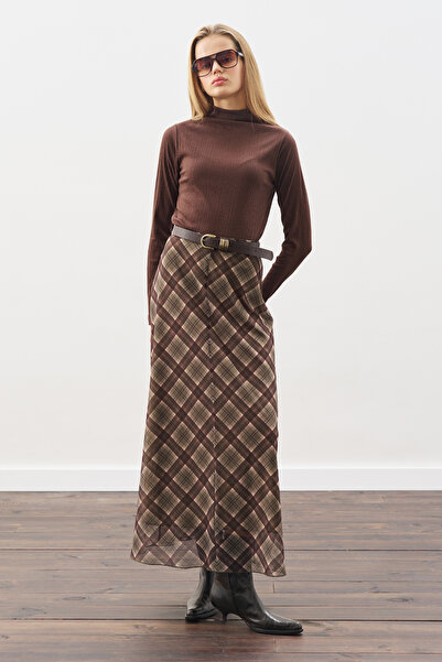 Manuka Patterned Tulle Skirt Green Plaid