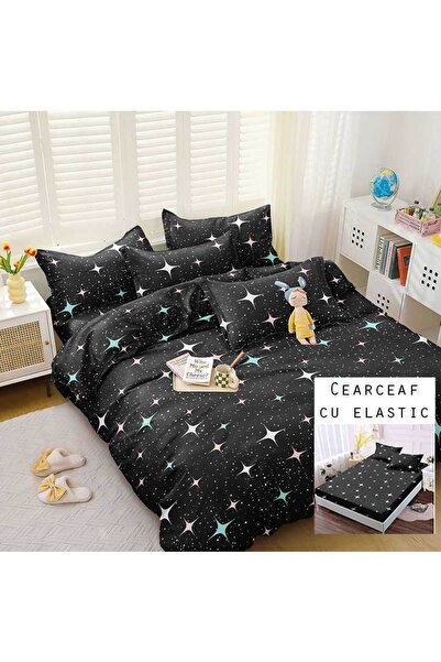 Patul Lenjerie de Pat, Bumbac Satinat, Pucioasa, 2 Persoane, Pat Dublu, 4 Pie...