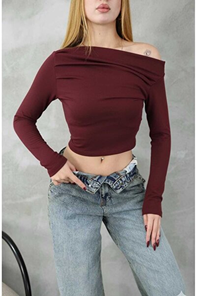 SmallTouch PİLELİ MADONNA YAKA CROP BLUZ