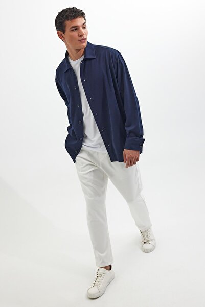 Tudors Чоловічий Relax Fit Зручний крій На кнопках З боковими кишенями В'язаний Синій піджак Сорочка