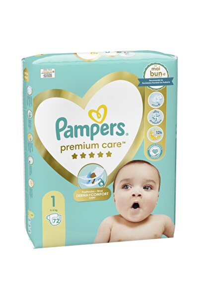 Pampers Premium Care Diapers Value Pack, Size 1, 2-5 kg, 72 pcs