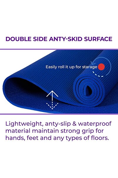 SKY LAND Non-Slip Yoga Mat EM-9308-B 6mm PVC for Yoga, Pilates, HIIT & Home Workouts Blue