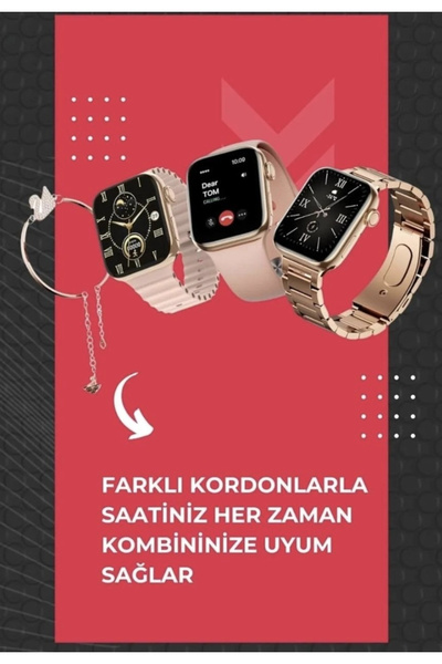 yollayenilensin G12 Plus 38mm Kadın Akıllı Saat AMOLED GPS Nabız Uyku Takipli 3 Kordon ve Bilezik Hediyeli