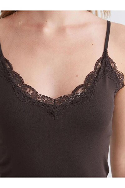 LC Waikiki V-Neck Lace Detailed Women's Undershirt (W5)