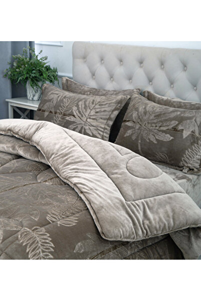 sadir Roma Velvet Winter Double Bedspread Set - 6 Pieces