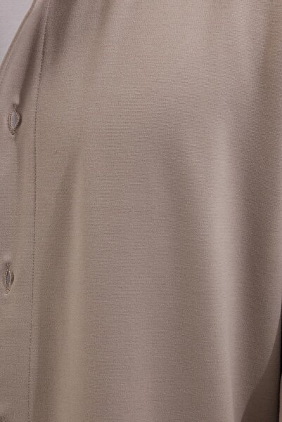 Tudors Men's relaxed fit button-down knit beige jacket shirt with side pockets