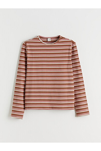 LC Waikiki Vlastita marke Nova sezonska okrugla kragna Prugasto devojčina majica