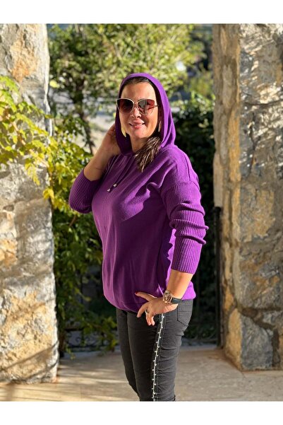 Punta Otantik MT3096 Tricotaj cu cu glugă buzunare Swea tricou Mov