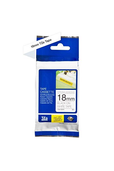 Brother P-Touch Tze-S241 Equivalent Black on White Strong Adhesive Label 18mm...