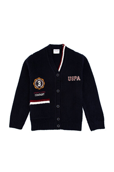 U.S. Polo Assn. Boy's Navy Blue Buttoned Knitwear Cardigan 50311118-Vr033