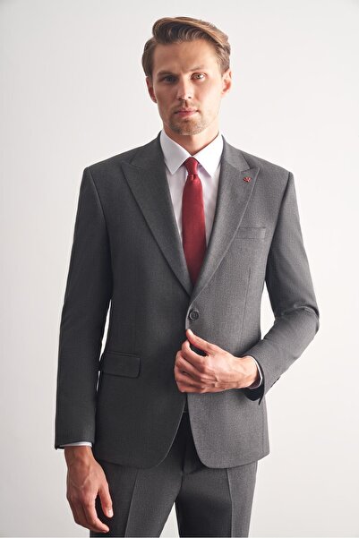 İmza Anthracite Swallow Collar Full Lining 6 Drop Slim Fit Suit 1001255162