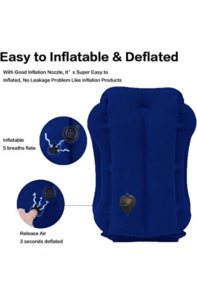 X SPRING Inflatable Travel Pillow Airplane Car and Office Blue 50x30x29cm