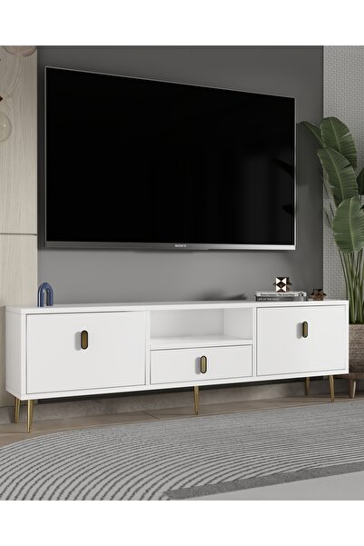 DEMONTE DECOR 1323DROPDD-32 TV SEHPASI BEYAZ-ALTIN