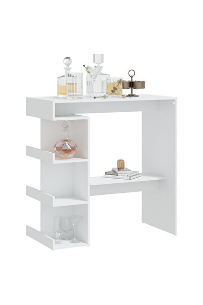 vidaxl Bar Table with Storage Rack White 100x50x101.5 cm Engineered Wood