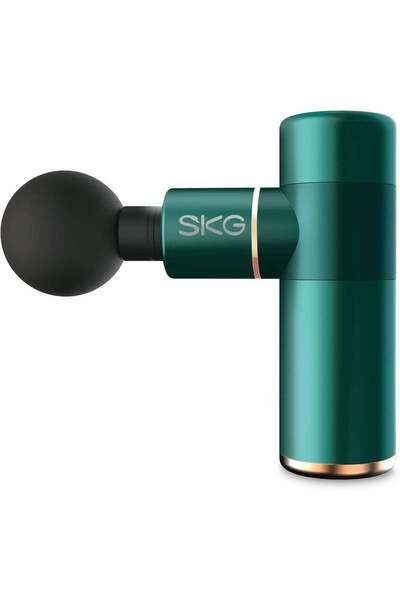 SKG مسدس تدليك صغير F3-EN، 4 مستويات تدليك، 4 رؤوس تدليك قابلة للتبديل، أخضر