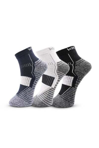 White Leaf Men’s Sneaker Half-Terry Low-Cut Socks (3 Pairs) - Light Gray, Dar...