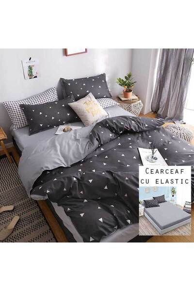 Patul Lenjerie de Pat, Bumbac Satinat, Pucioasa, 2 Persoane, Pat Dublu, 4 Pie...