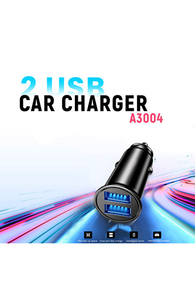 divico A3004 Dual USB 2.4A Zinc Alloy Car Charger – Compact Fast Charging Adapter for Vehicles