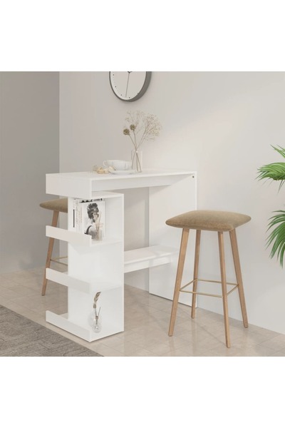 vidaxl Bar Table with Storage Rack White 100x50x101.5 cm Engineered Wood