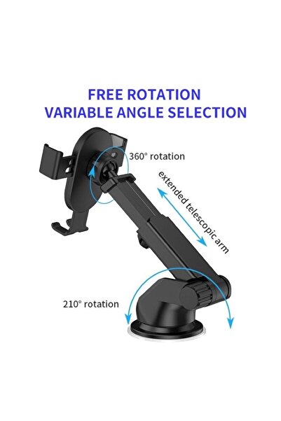 KAKUSİGA KSC-588B Car Telescopic Phone Holder – Gravity Linkage, 360° Rotation, Strong Suction Mount