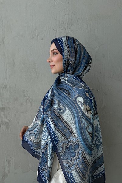Byedauzunlar Navy Blue Mahra Authentic Indian Silk Shawl