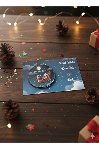 Lazerstüdyo yılbaşı hediyelik pleksi cep aynası