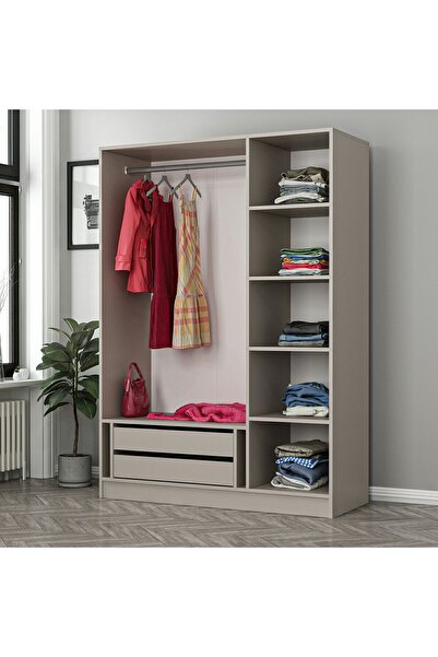 Minar Kale 3 Bölmeli 2 Çekmeceli Giyinme Dolabı Kumtaşı 190CM