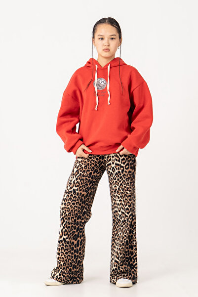 GİYİCEM TEKSTİL Girl's Good Luck Printed 3 Thread Winter Sweatshirt 4543