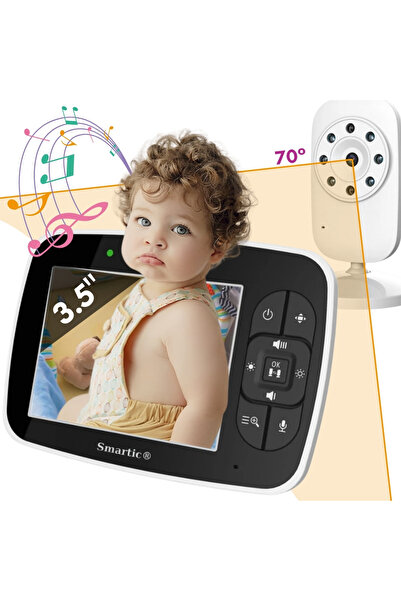 SMARTIC Baby Monitor WiFi SMARTIC, Video 360°, AI Night Vision, VOX, Ecran HD 5", Bidirectional, raza 300m