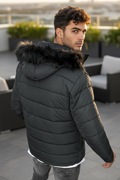 dehaine Men's winter jacket, Slim Fit, fur lined, 2666