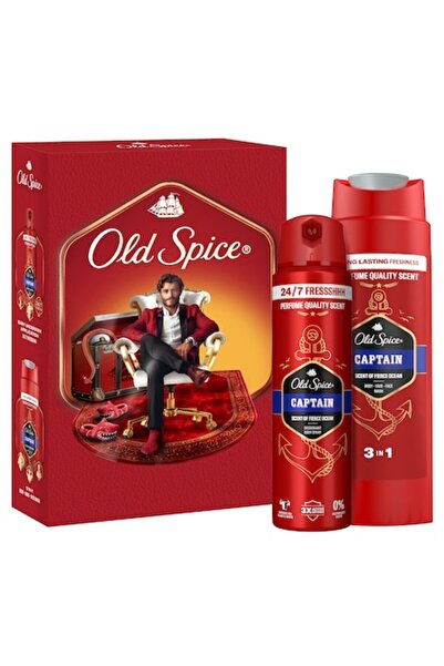Old Spice Gentleman Gift Set: Captain Deodorant Spray 150 ml, Captain Shower Gel 250 ml