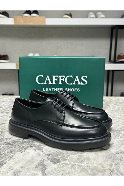 Caffcas Hakiki Deri Siyah Günlük Oxford Erkek Ayakkabı 1445-21
