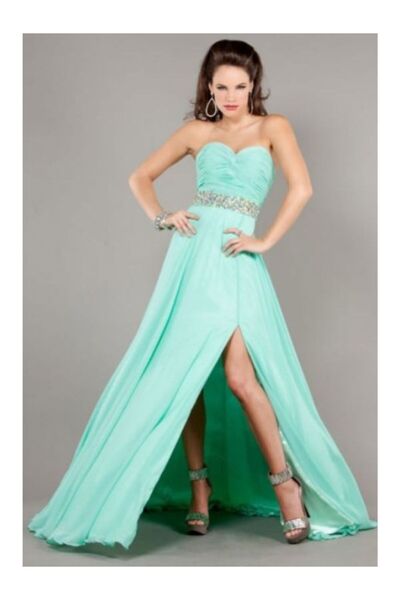 Jovani New York Rochie de seara verde lunga in clos din voal