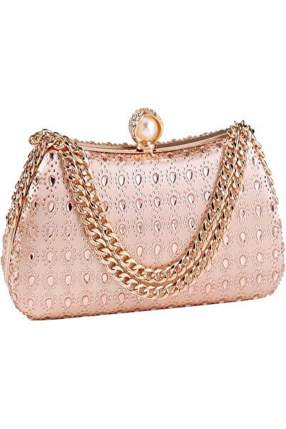 Amigo Women's glittery embellished handbags with shoulder chain, sparkly evening bags for parties