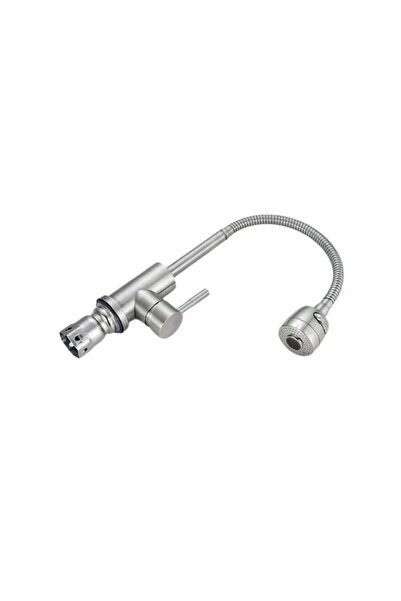 Alessandro DESIGN Baterie Bucatarie Pipa Flexibila 2 Jeturi Cartus Ceramic Inox Satinat Racorduri Incluse