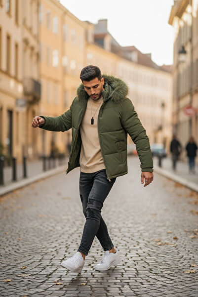 dehaine Men's winter jacket, fur lined, 2333