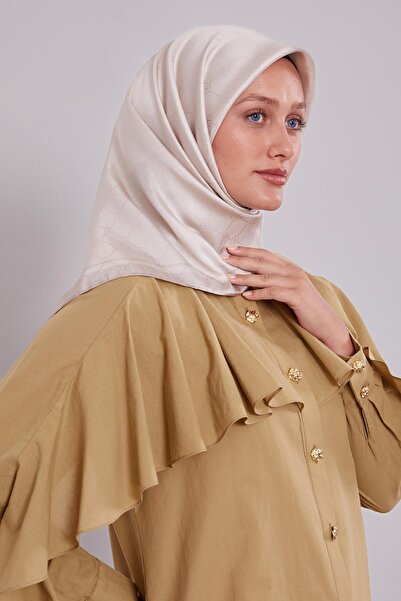 Levidor Μεταξωτό μαντήλι με μονόγραμμα με μπεζ ρίγες